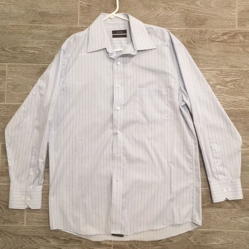 Light blue stripped dress shirt - 💯% cotton